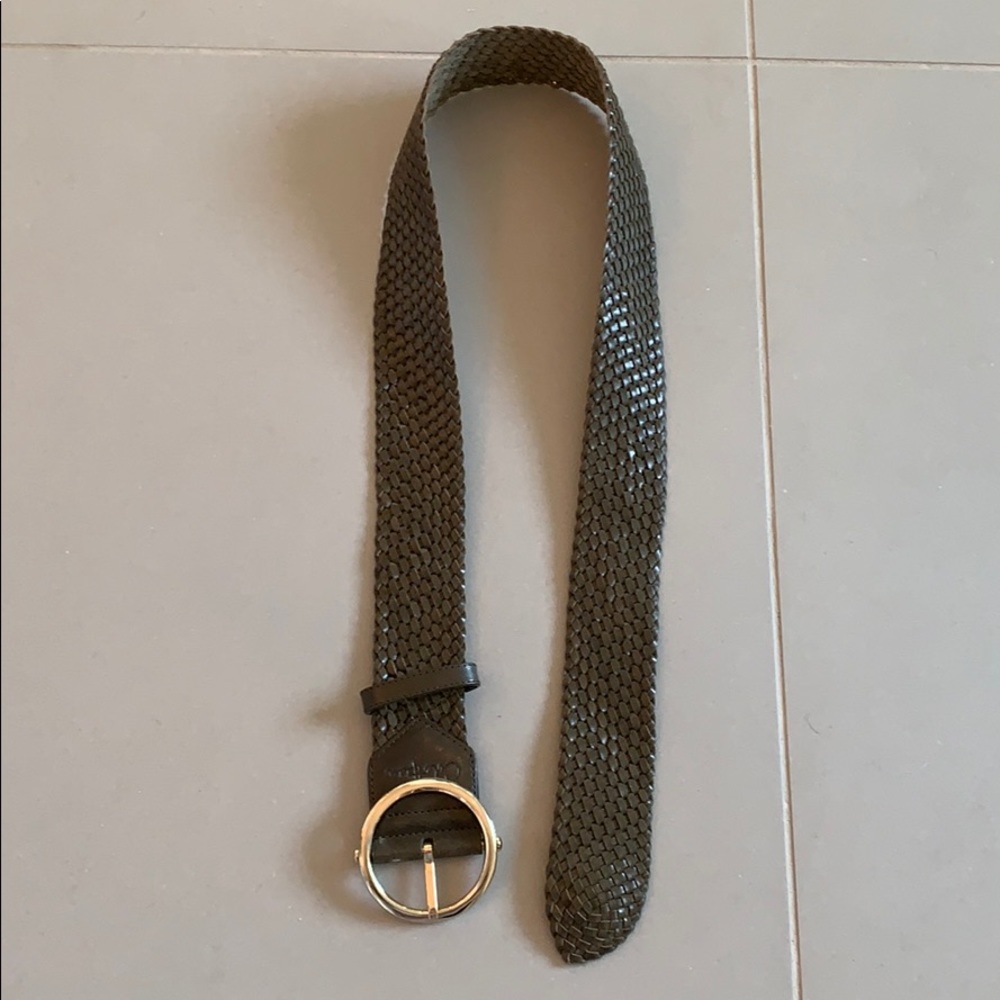 Cole Haan woven belt army green